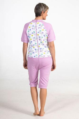 Grenouillère Adulte Liberty JC/MC - Tissu Liberty Rose Taille 3 (44/46