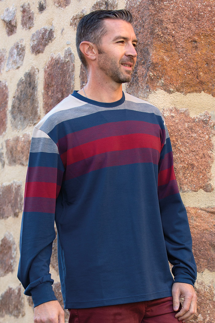 TSHIRT ML CROISE DOS COTON